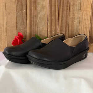 Algeria Deb-601 Leather Black Clog Sz: 41